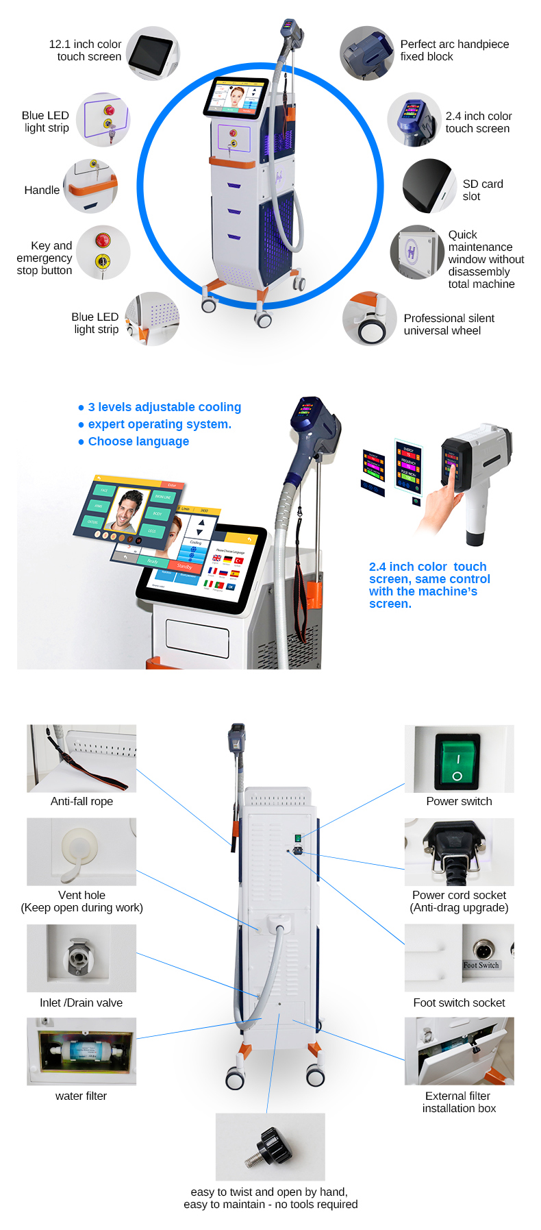 M&aacute;quina de diodo para remo&ccedil;&atilde;o de p&ecirc;los a laser