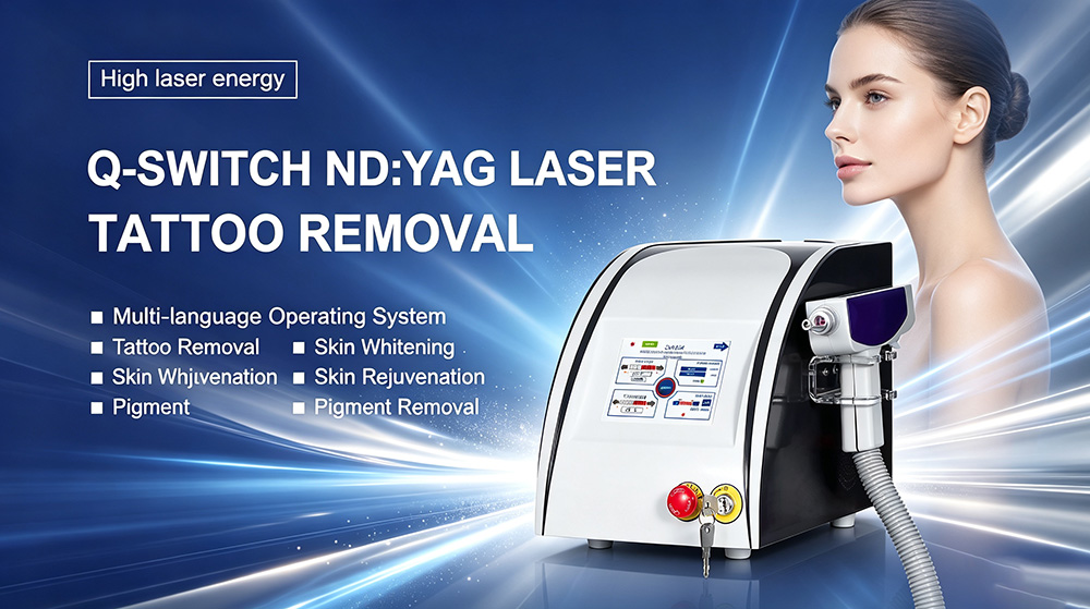 Sistema laser Nd:YAG Q-Switched para aplica&ccedil;&otilde;es de remo&ccedil;&atilde;o de tatuagens