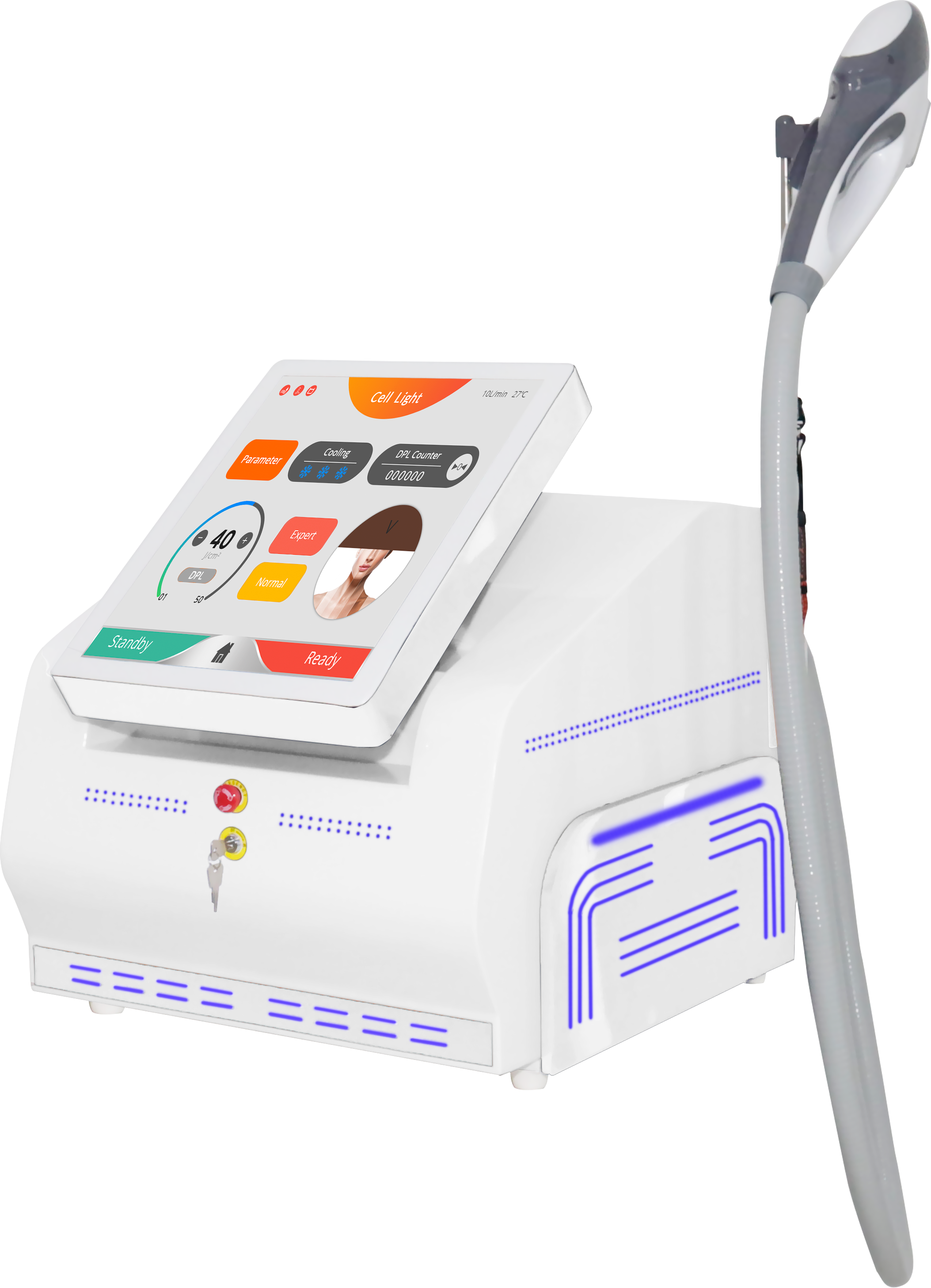 Máquina de rejuvenescimento de rejuvenescimento da pele de remoção de cabelo multifuncional da luz da célula DPL 