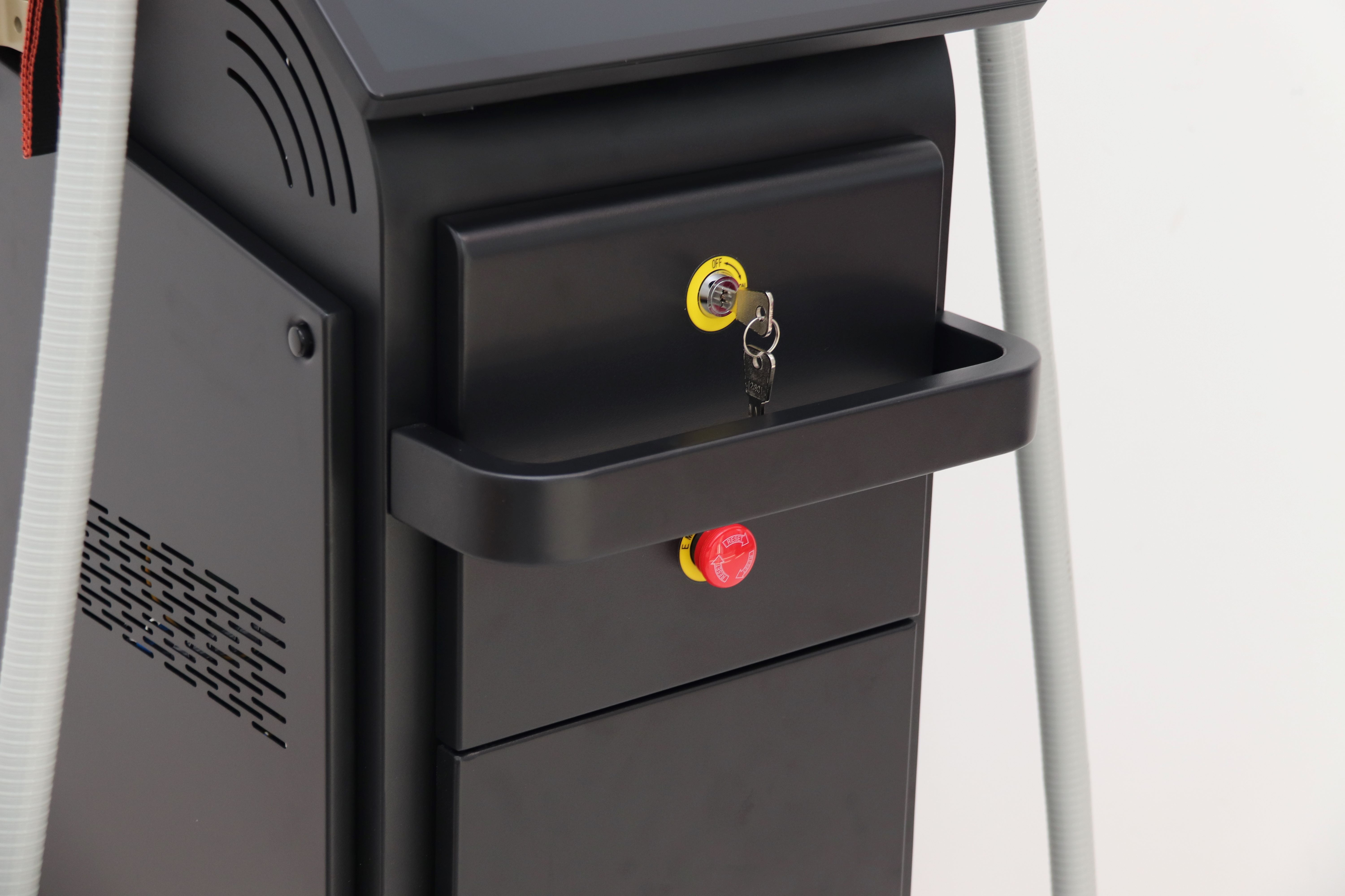 Máquina profissional de remoção de pêlos a laser com peças de mão duplas