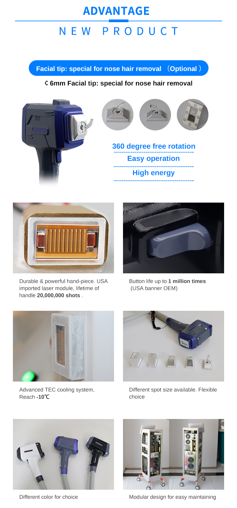 Laser a laser M&aacute;quina de remo&ccedil;&atilde;o de cabelo 